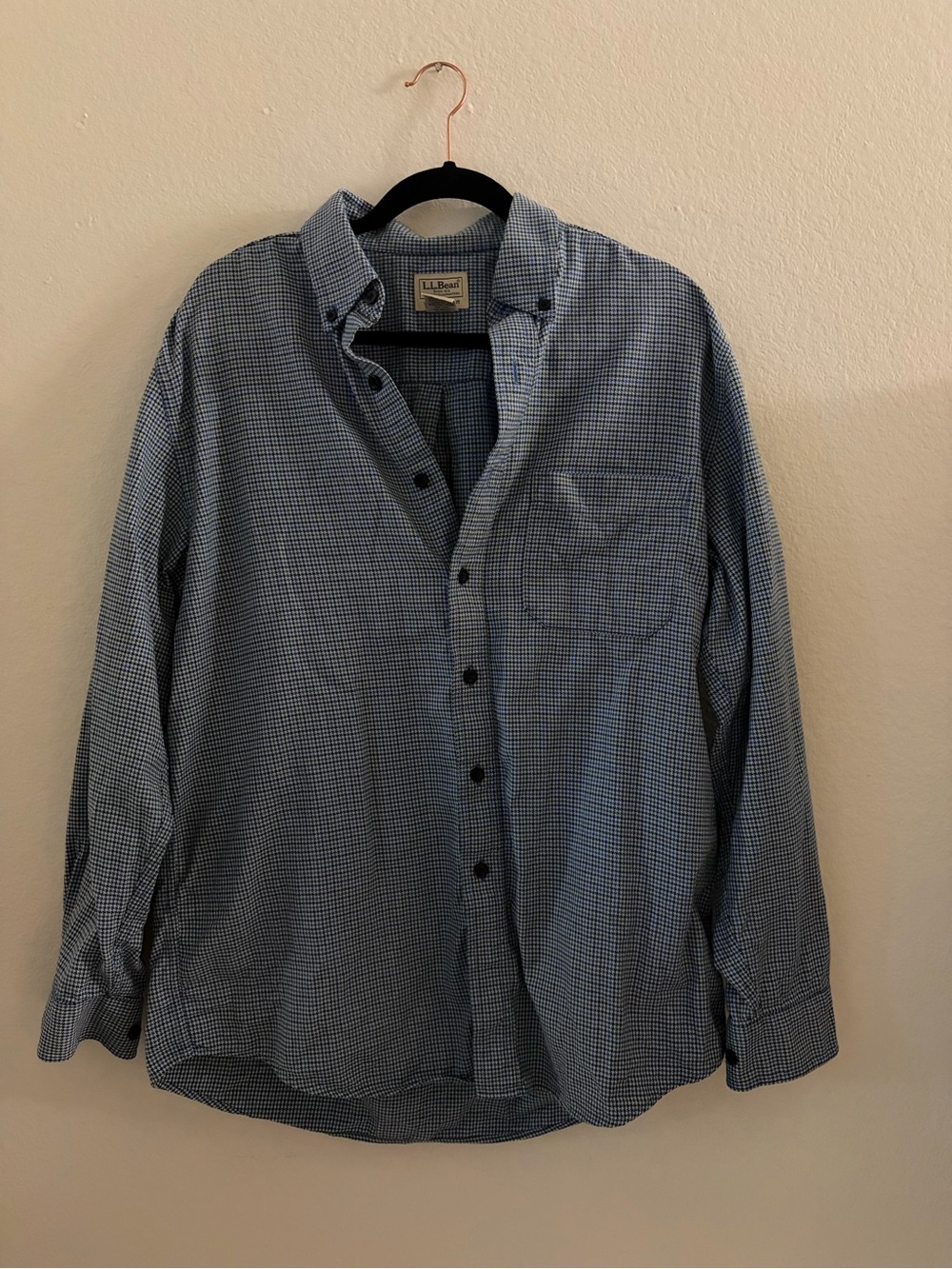 L.L. Bean Men’s Blue Micro-Check Button-Down Shirt